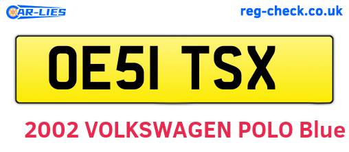 OE51TSX are the vehicle registration plates.