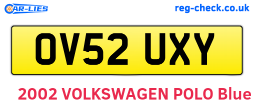 OV52UXY are the vehicle registration plates.