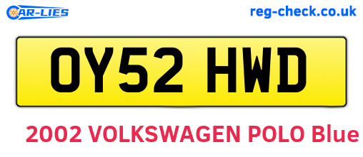 OY52HWD are the vehicle registration plates.