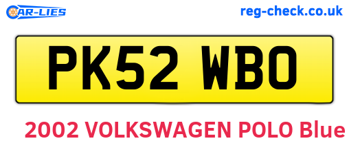 PK52WBO are the vehicle registration plates.