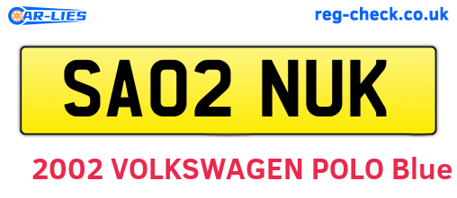 SA02NUK are the vehicle registration plates.