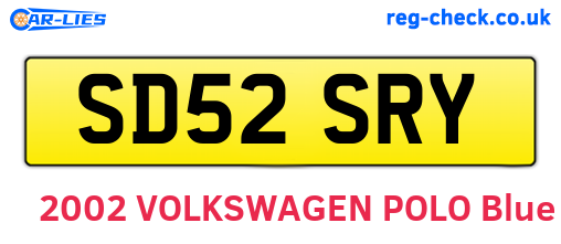 SD52SRY are the vehicle registration plates.