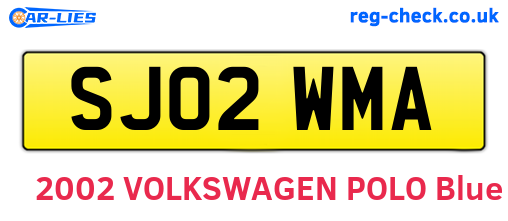 SJ02WMA are the vehicle registration plates.
