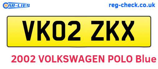VK02ZKX are the vehicle registration plates.