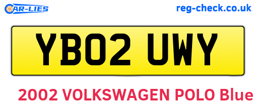 YB02UWY are the vehicle registration plates.