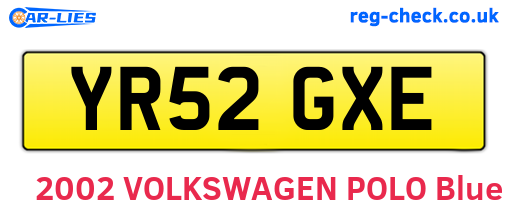 YR52GXE are the vehicle registration plates.