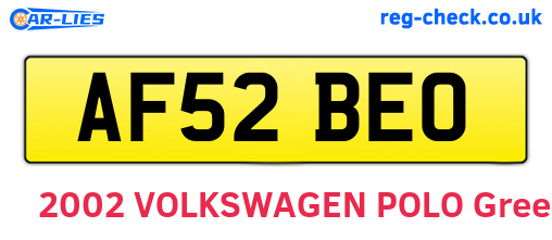 AF52BEO are the vehicle registration plates.
