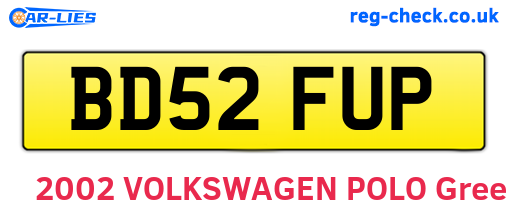BD52FUP are the vehicle registration plates.