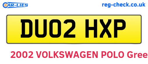 DU02HXP are the vehicle registration plates.