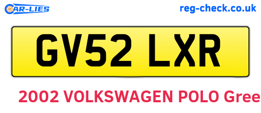 GV52LXR are the vehicle registration plates.