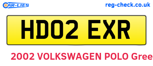 HD02EXR are the vehicle registration plates.