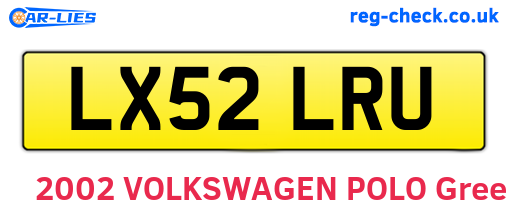 LX52LRU are the vehicle registration plates.