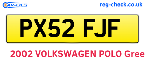 PX52FJF are the vehicle registration plates.