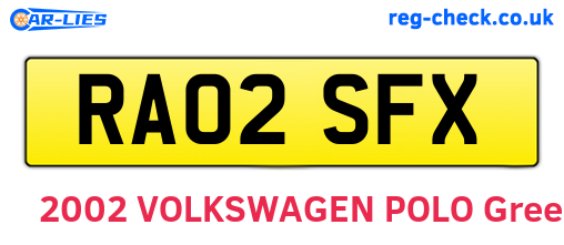 RA02SFX are the vehicle registration plates.