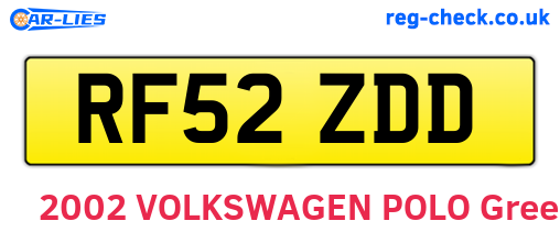 RF52ZDD are the vehicle registration plates.