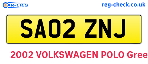SA02ZNJ are the vehicle registration plates.