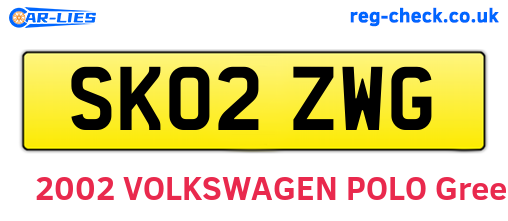 SK02ZWG are the vehicle registration plates.