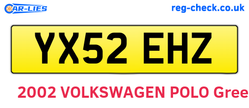 YX52EHZ are the vehicle registration plates.