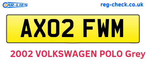 AX02FWM are the vehicle registration plates.