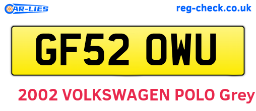 GF52OWU are the vehicle registration plates.
