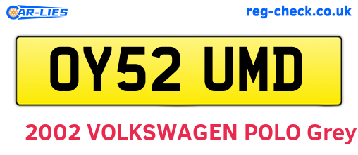 OY52UMD are the vehicle registration plates.