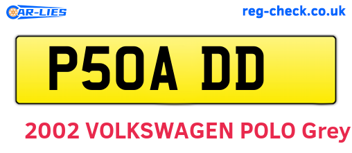 P50ADD are the vehicle registration plates.