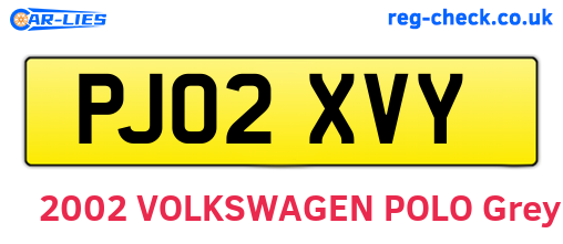 PJ02XVY are the vehicle registration plates.