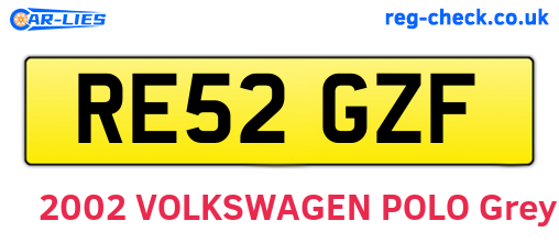 RE52GZF are the vehicle registration plates.