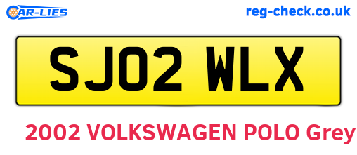 SJ02WLX are the vehicle registration plates.