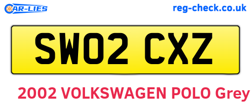 SW02CXZ are the vehicle registration plates.