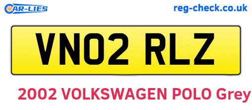 VN02RLZ are the vehicle registration plates.