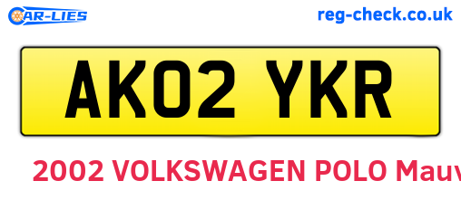 AK02YKR are the vehicle registration plates.