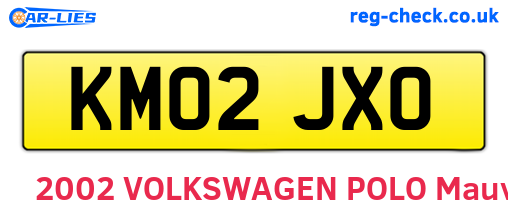 KM02JXO are the vehicle registration plates.