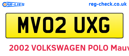MV02UXG are the vehicle registration plates.