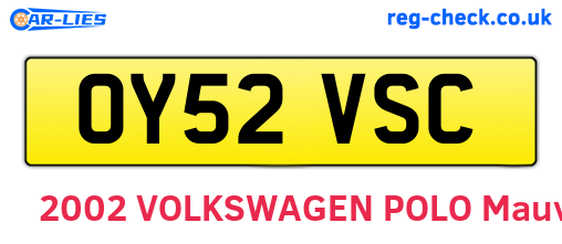 OY52VSC are the vehicle registration plates.