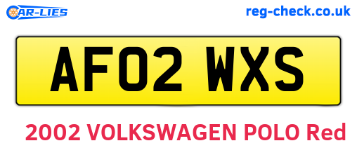AF02WXS are the vehicle registration plates.