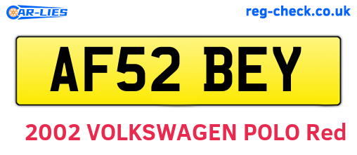AF52BEY are the vehicle registration plates.