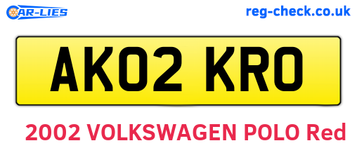AK02KRO are the vehicle registration plates.