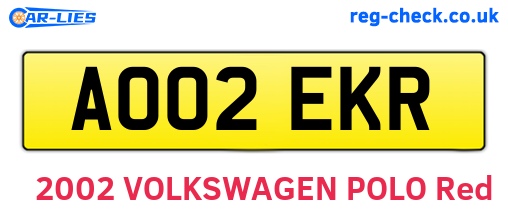 AO02EKR are the vehicle registration plates.