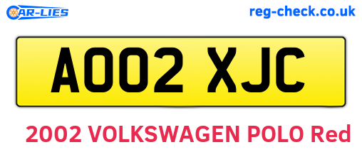 AO02XJC are the vehicle registration plates.