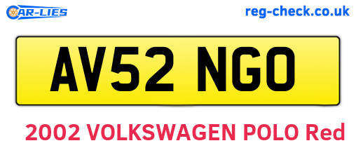 AV52NGO are the vehicle registration plates.