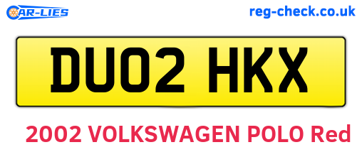DU02HKX are the vehicle registration plates.
