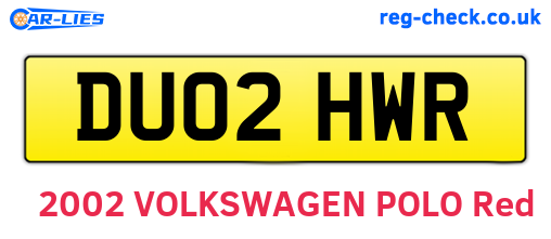 DU02HWR are the vehicle registration plates.