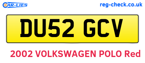 DU52GCV are the vehicle registration plates.