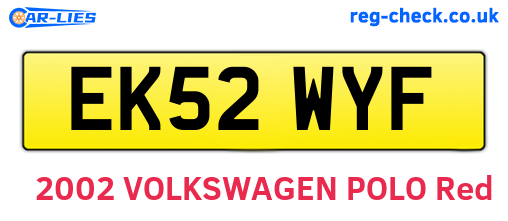 EK52WYF are the vehicle registration plates.
