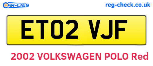 ET02VJF are the vehicle registration plates.