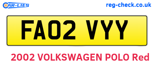 FA02VYY are the vehicle registration plates.