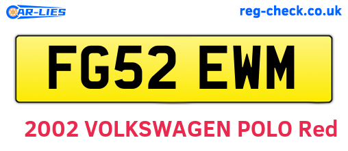 FG52EWM are the vehicle registration plates.