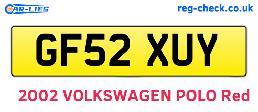 GF52XUY are the vehicle registration plates.