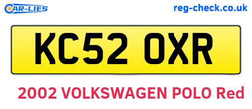 KC52OXR are the vehicle registration plates.